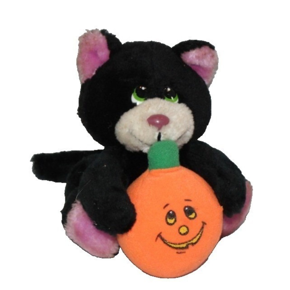 vintage Russ Berrie Midnight black cat plush stuffed animal pumpkin Halloween